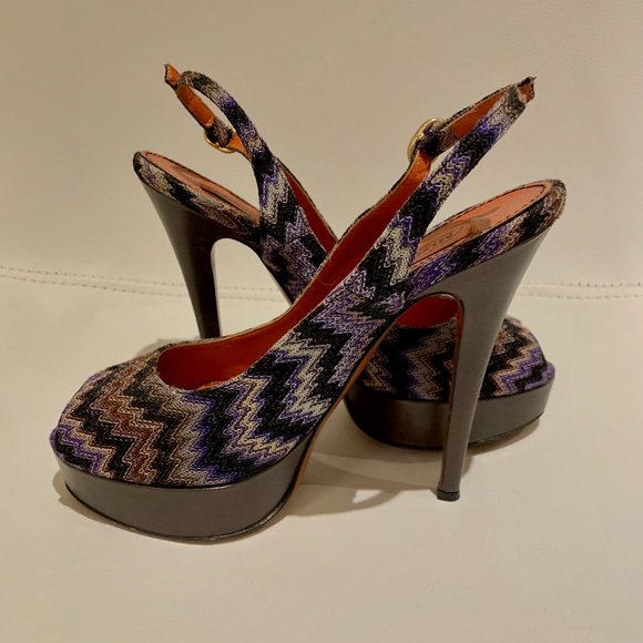 Missoni - Peep-Toe Knit Pump, Purple Multi - Picture 2 of 2